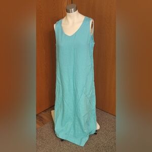 Pure Jill turquoise 100% Linen, Lined Maxi Dress, Sz Medium, Excellent Condition